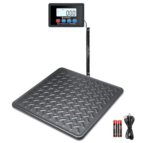 Image of UNIWEIGH Postal Scales,440lbs x 10g Digital postage scales,Durable Alloy Steel Platform,Heavy Duty Scales for Packages/Warehouse/Luggage,Parcel scales with LCD/Hold/Tare function,batteries&USB Powered
