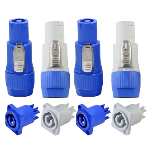 Image of wecan 2 Sets of Powercon Connector IN and Out, Nac3fca Powercon Power Connector Plug, Powercon Socket Powercon Female Jack Ac Connector to Male Powercon