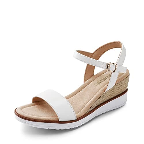 Image of DREAM PAIRS Womens Espadrille Wedge Sandals Open Toe Ankle Strap Slingback Platform Sandals,Size 6,White,SDPW2342W-E