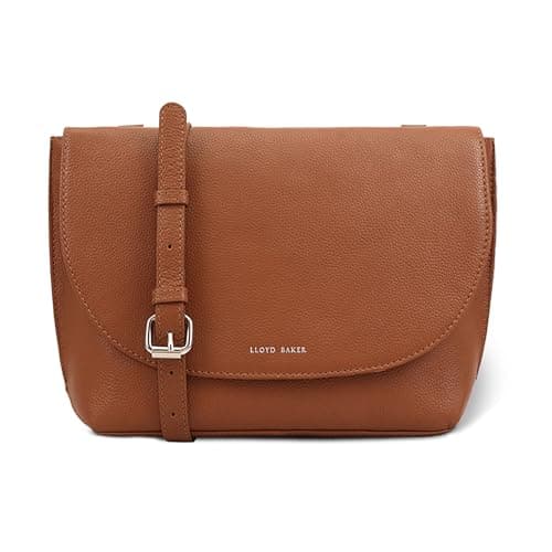 Image of Lloyd Baker London – LYNA Flap-Over Crossbody Bag: Women's Modern Design in 100% Genuine Full Grain Leather- CARAMEL CAFÉ (Tan)