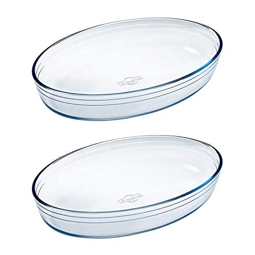 Image of Pyrex O'Cuisine Kitchen Glass Oval Roaster Oven Safe 30 x 21cm 2.0 Litre Clear (Pack of 2)