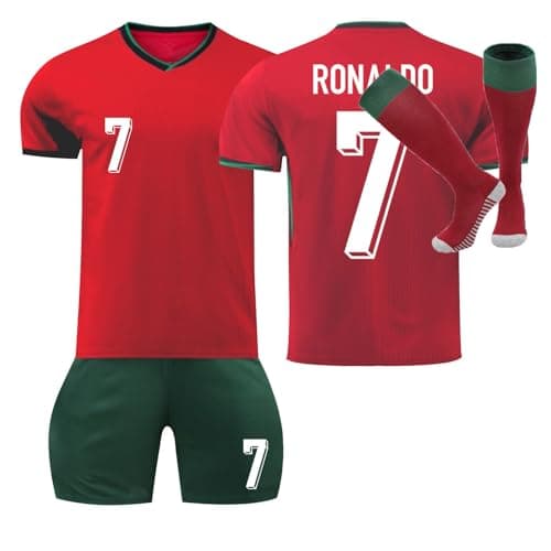 Image of Kids Football Kit 24/25 Home/Away Boy's Soccer Jerseys Football Kits for Boys Youth Trainshirts T Shirt, Short and Socks Set Fans Football Birthday Gifts for Boy Kid