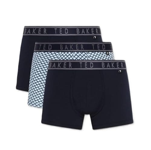 Image of Ted Baker 3-Pack Cotton Trunk, Navy/Ounslo Palm/Geo Blue, S