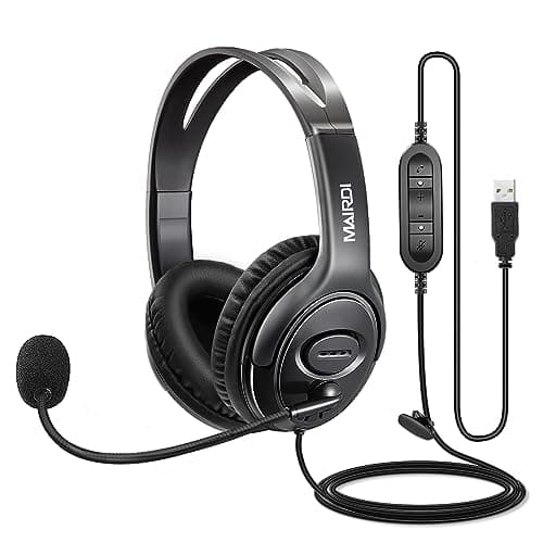 Image of USB Headset with Noise Cancelling Microphone for Office Call Center Skype Teams Business Softphone Conference, Stereo PC Headphone w/ Mic Mute for Voice Recognition Speech Dictate School Education