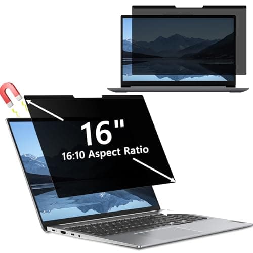 Image of Hinnwer Magnetic Laptop Privacy Screen 16 Inch for 16:10 Aspect Ratio, Removable & Anti Glare Blue Light, Laptop Screen Privacy Filter 16 Inch for Hp/Dell/Acer/Lenovo/ThinkPad/Asus/Sony