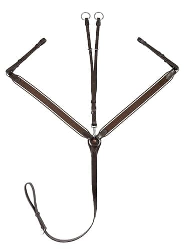 Image of Start Chest Harness for Horses - Adjustable Breastplate with Elastic Stretch Strap - Leather Chest Armor with Stainless Steel Buckle - Horse Accessories for Comfort & Safety (Cob, Brown)