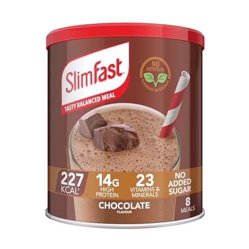 Image of SlimFast Meal Replacement Shake for Weight Loss & Balanced Diet, Vitamins and Minerals, Low Calorie, High Protein, Chocolate Flavour, 8 servings, 300 g, Packaging May Vary