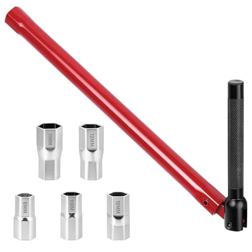 Image of flintronic Tap Spanner, 8-13mm Adjustable Tap-Nut Spanner, Faucet Back Nut Kit, Water Taps Spanner with Changeable Wrench Socket, Suitable for Bathroom Kitchen Faucet (Red)