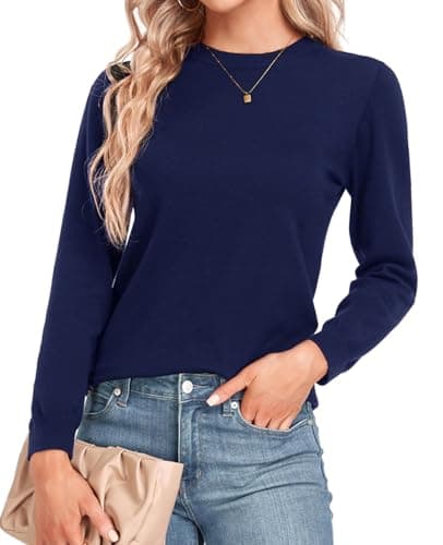 Image of MINTLIMIT Womens Long Sleeve Tops Ladies Jumper Round Neck Knit Sweater Blouse Lightweight Knitwear Sweatshirts