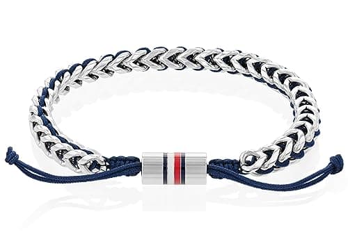 Image of Tommy Hilfiger Jewelry Men's Stainless Steel and Nylon Intertwined Bracelet with Adjustable Closure - 2790511