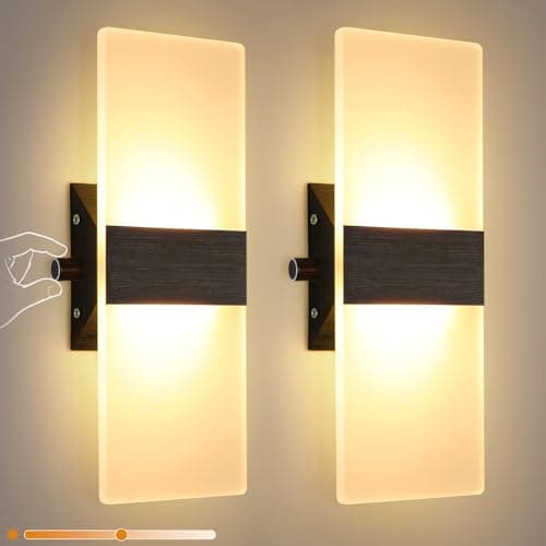 Image of Glighone Indoor Wall Lights with Switch, LED Wall Lights for Bedrooms, Wall Sconce Set of 2, Hardwired Up and Down Wall Mount Light for Living Room, Hallway, Corridor (3000K Warm White)