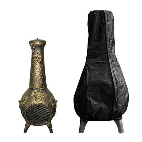 Image of Black Chiminea Outdoor Chimney Cover Waterproof 210D PVC Backed Waterproof Woven Polyester Patio Heater Cover 122 x 21 x 61cm (Black)