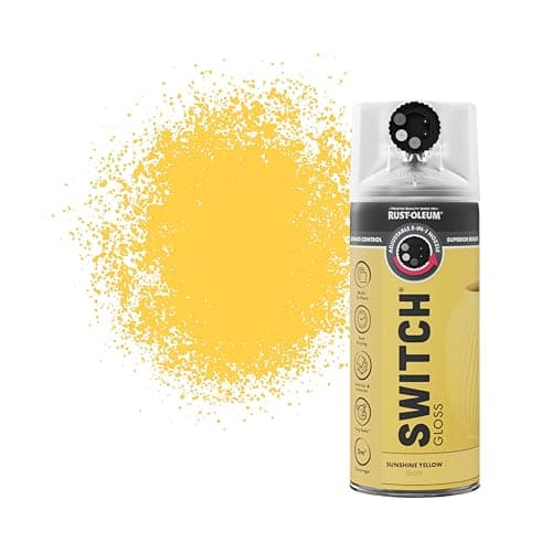 Image of Rust-Oleum Switch 5 in 1 Nozzle Multi Surface Topcoat Decorative Spray Paint Aerosol 400ml Sunshine Yellow Gloss Finish