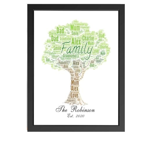 Image of Personalised Family Tree Word Art Frame – Custom Family Name Print, Perfect Gift for Mother’s Day, Birthdays & Christmas - JR Decal