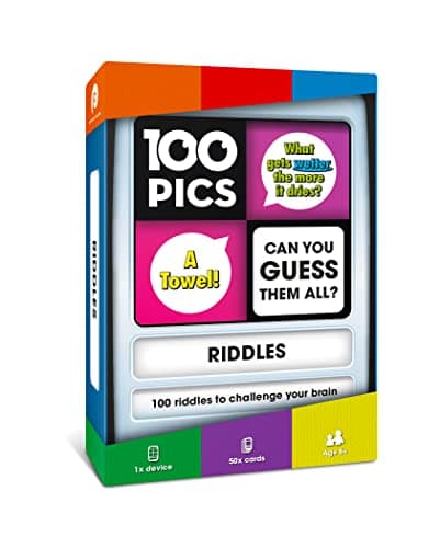 Image of 100 PICS Riddles Travel Card Game - Family Fun Quiz Game, Pocket Puzzles For Kids And Adults