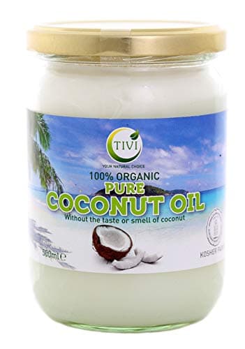 Image of TIVI Organic Refined & Odourless Coconut Oil Glass Jar of 500 ml for Hair / Skin / Body / Cooking /Baking and Vegetarian, Vegan