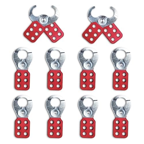 Image of 10Pcs Lockout Tagout Hasp, Safety Insulation Padlock Hasp with 6 Holes Interlock, Aluminium Loto Hasp Tag Lock Hasp for Multiple Management, 1" Inside Jaw Diameter