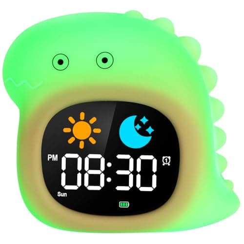 Image of HOTUT Kids Sleep Trainer with Night Lights & Animal Night Light, Toddler Alarm Clock with Snooze & 6 Sleep Sounds