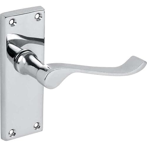 Image of Designer Levers - Victorian Door Handles Polished Chrome 1 Pair Door Handle with Latch Interior Use Short Latch