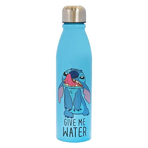 Image of Disney Stitch Aluminum Water Bottle 600ml – Official Merchandise by Polar Gear, Kids Reusable Non Spill BPA Free Recyclable - Ideal For School Nursery Sports Picnic - Multicolour
