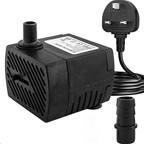 Image of Mini Submersible Water Pump (350L/H, 5W) Adjustable Ultra Quiet Fountain Water Pump for Aquarium, Fish Tank, Pond, Statuary, Hydroponics, Indoor or Outdoor Fountain with 1.5M Power Cord and 2 Nozzles