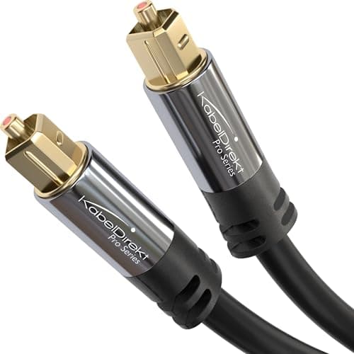 Image of KabelDirekt – Optical Audio Cable, TOSLINK Cable – Soundbar to TV – 1m short (Digital Optical Audio Cable, Fibre Optic Lead, TOSLINK/SPDIF Cable, for Stereo/Amp/HiFi, Xbox One/PS4 – black)