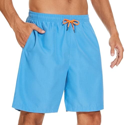 Image of YUTYTH Men’s Swimming Shorts Swim Trunks Waterproof Quick Dry Beach Shorts Surfing Board Shorts with Mesh Liner and Pockets Blue