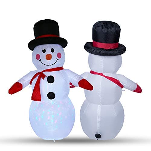 Image of Uten Inflatable Snowman Christmas Decoration Outdoor Indoor with Rotating LED Light Up Home Garden Lawn Yard Party 4Ft