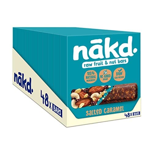 Image of Nakd Salted Caramel Natural Fruit & Nut Bars - Vegan - Healthy Snack - Gluten Free, 35 g (Multipack case 48 Bars)