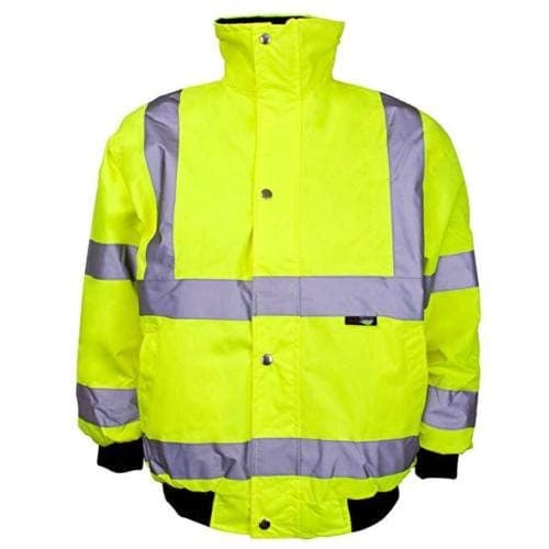 Image of Expert Workwear Kids Hi Vis Bomber Jacket Waterproof Junior Cycling Walking Safety Coat (Yellow, 7-9 Years)
