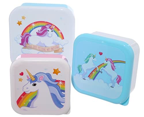 Image of Puckator Enchanted Rainbows Unicorn Set of 3 Lunch Box Snack Storage S/M/L - - Lunchbox with Multi Compartments - Small Food Containers - for Adults and Kids - Girls Boys Lunchbox