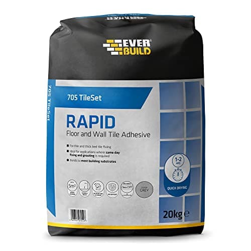 Image of Everbuild 705 Rapid Set Floor and Wall Tile Adhesive, Grey, 20 kg