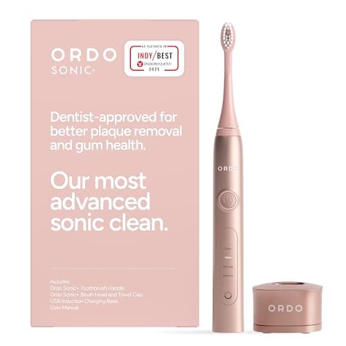 Image of Ordo Sonic+ Electric Toothbrush for Adults, Advanced Smart Tech, 4 Brushing Modes, Fast Rechargeable, Sonic Toothbrushes Over 4 Weeks Battery Life, Silicone Polishing Element, USB Charger, Rose Gold
