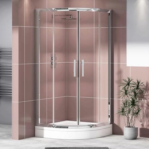 Image of 800 x 800 mm Quadrant Shower Enclosure with High Rise Tray Double Sliding Cubicle Door 6mm Safety Tempered Glass