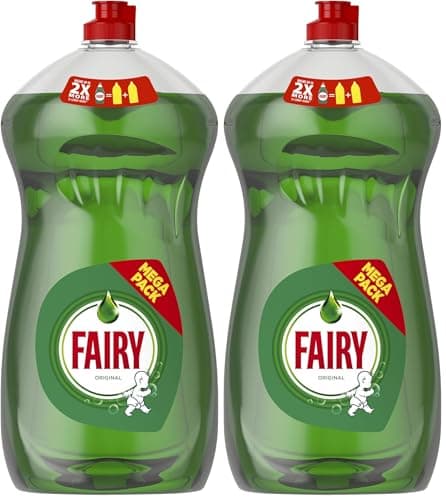 Image of Fairy Original Washing Up Liquid Green With LiftAction 1450ML, No Soaking, No Grease, No Fuss (Pack of 2)