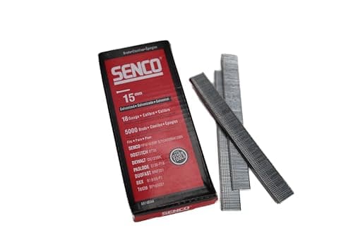 Image of SENCO AX10EAAP 1.2x15mm Galvanised Brad Nails – 18 Gauge - Smooth Shank - Sharp Chisel Point - Medium Head - 0° Glue‑Collated Carbon Steel - 5000‑Pack for Trim - Cabinets & DIY Projects