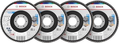 Image of Bosch 15x X451 Flap Disc Set (for Steel, Aluminium, Ø 115 mm, Grit 40, 60, 80, 120, Professional Accessory Large Angle Grinder)