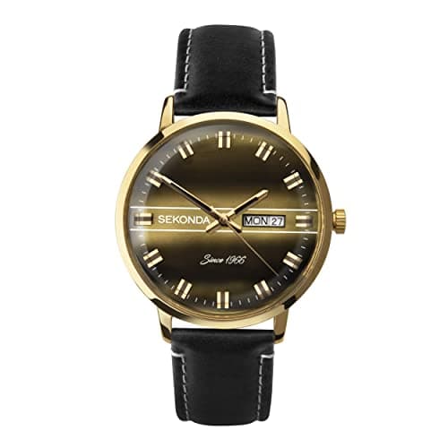 Image of Sekonda Men's Watch, Tiger Eye dial with Black Leather Strap 1950