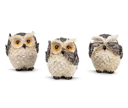 Image of 3 Wise Owl Statues, Adorable Owl Figurine for Shelf Decor, Retro Bird Sculpture Animal Decor for Living Room Bedroom Tabletop Mantel, Gift for Women Bird Lover, See No Evil Hear No Evil Speak No Evil
