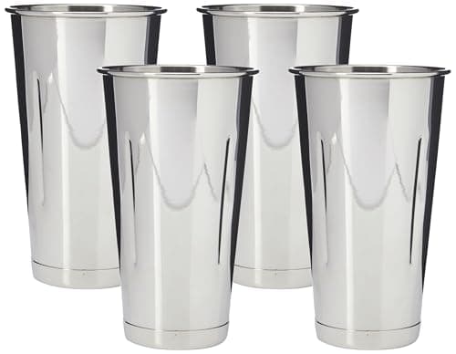 Image of bar@drinkstuff Stainless Steel Malt Cup 30oz Milkshake Cup, Smoothie Cup, Mixing Tin (Pack of 4)