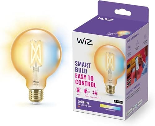 Image of WiZ Smart Bulb, E27, Amber Glass Globe LED Bulb, Dimmable, Smart LED Connected WiFi Works with Alexa, Google Assistant & HomeKit, App Control for Livingroom, Bedroom, Energy Monitoring