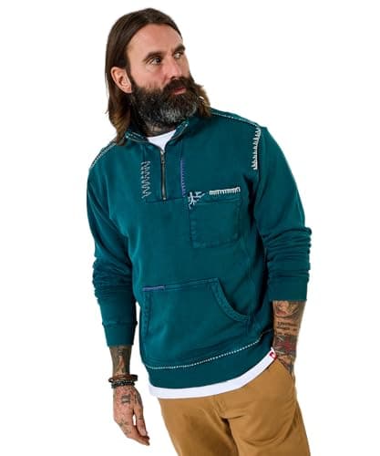 Image of Joe Browns Mens Customised Zip Up Neck Funnel Sweatshirt, Teal, L UK