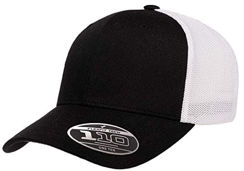 Image of Flexfit Men's 110 Recycled Trucker Mesh Cap-2-Tone Cap, Black/White, One Size