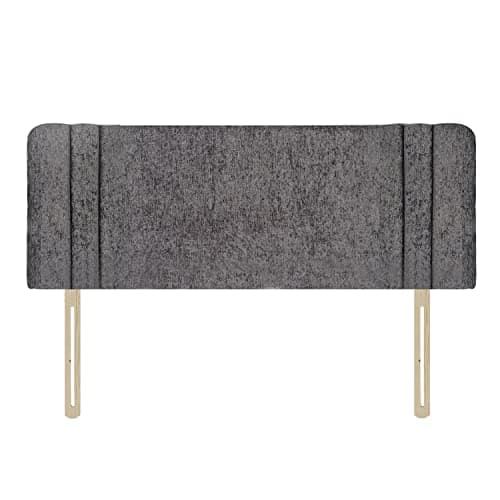 Image of Luxurious Headboard for Beds and Divan Bases - Soft Velvety Chenille, Easy to Install, Padded Cover with Bolts (Grey, 4FT6 Double)