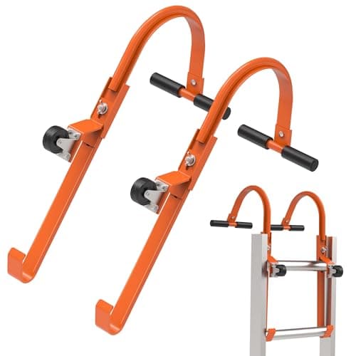Image of Ladder Roof Hook 2 Pack with Wheel Heavy Duty Steel Ladder Stabilizer, Wheel Rubber Grip T-Bar for Damage Prevention, for Roof Fast and Easy Setup to Access Steep Roof,Able to Bear 500 Pounds (1)