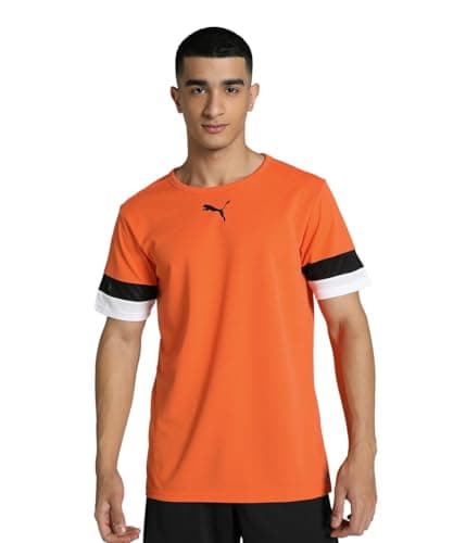 Image of PUMA Men's Teamrise Jersey Shirt, Golden Poppy-black-white, XL UK