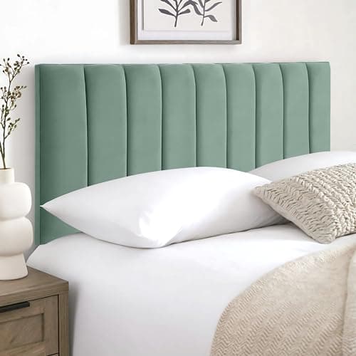 Image of HB-1 Headboards for Beds – 9vp 24'' Divan Bed Headboard – Headboards for Divan Beds, Bedroom & Hotel Furniture, Elegant Soft Plush Fabric Head Board (Duck Egg Plush, 4FT6 Double)