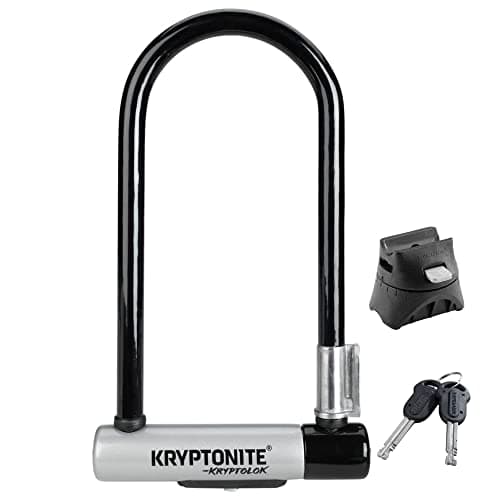 Image of Kryptonite Kryptolok Standard Bike U-Lock, Heavy Duty Anti-Theft Bicycle U Lock, 12.7mm Shackle with Mounting Bracket and Keys, High Security Lock for Bicycles Scooters