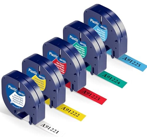 Image of Replacement for Dymo LetraTag Label Tape 12mm x 4m Compatible with Dymo Letra Tag LT-100H LT-100T XR, 5Pack Muticolour Plastic Tape by Wonfoucs