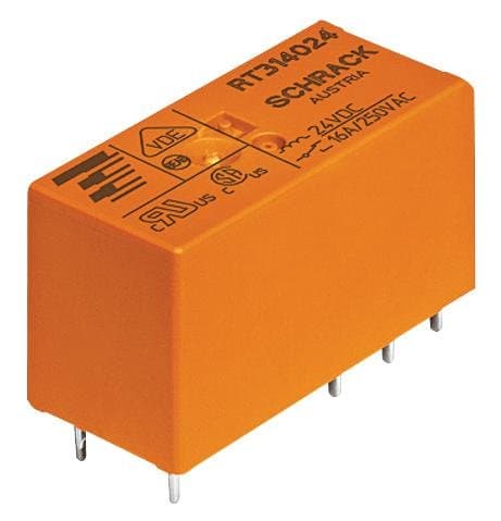 Image of SCHRACK - TE CONNECTIVITY RELAY, PCB, SPCO, 24VDC | GENERAL PURPOSE RELAYS, 1 X QTY - RT314024
